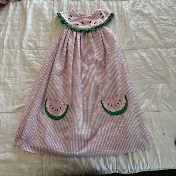 Smockingbird Watermelon Seersucker Dress - Picture 1 of 9
